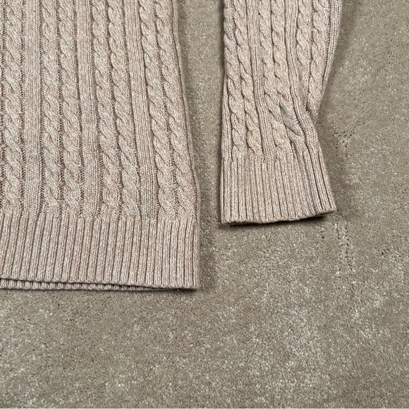 Croft & Barrow Tan Heathered Cable Knit V Neck LS Sweater 100% Cotton Womens XL - Picture 4 of 11